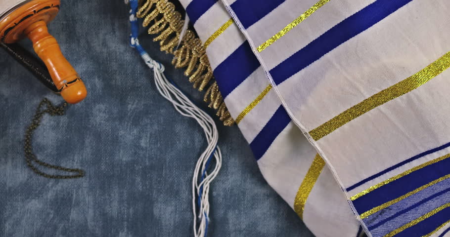 Used for prayer with Jewish symbol of Torah holy book shofar horn shawl tallit, and other religious symbols Royalty-Free Stock Footage #1102191873