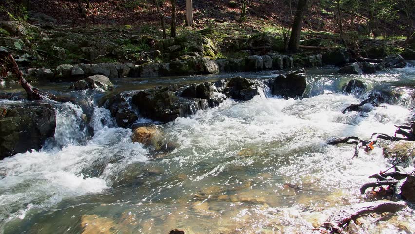 Sunny view of the landscape of Beaver River in Beavers Bend State Park at Oklahoma