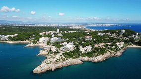 Aerial footage of Salou, Spain beachfront