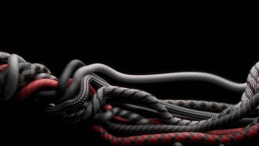 Abstract cord and rope and paracord animation. Tangling, complexity, mixing 4K CGI. Royalty-Free Stock Footage #1102218371