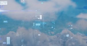 Animation of numbers, data processing and statistics over clouds and landscape. Global finances, business, data processing and cloud computing concept digitally generated video. - Powered by Shutterstock - Get 15% off with code: PIKWIZARD15