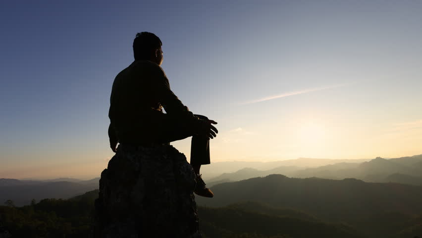  Silhouette of man praying on the background  at sunset. spirituality and religion,man praying to god. Christianity concept, Video 4k slow motion. Royalty-Free Stock Footage #1102224513