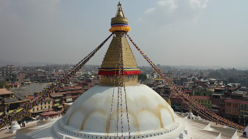 Kathmandu Boudhanath Temple Aerial View (buddha stupa)