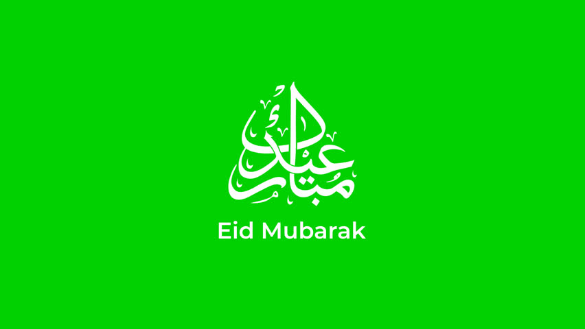 Eid Mubarak Animation Text in White Color with Liquid Effect. Animated Handwritten green screen. Great for video introduction 4K Footage and use as a card for the celebration of Eid Alfitr and Adha Royalty-Free Stock Footage #1102236591
