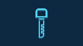 Blue Key icon isolated on blue background. 4K Video motion graphic animation.