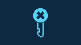 Blue Wrong key icon isolated on blue background. 4K Video motion graphic animation.