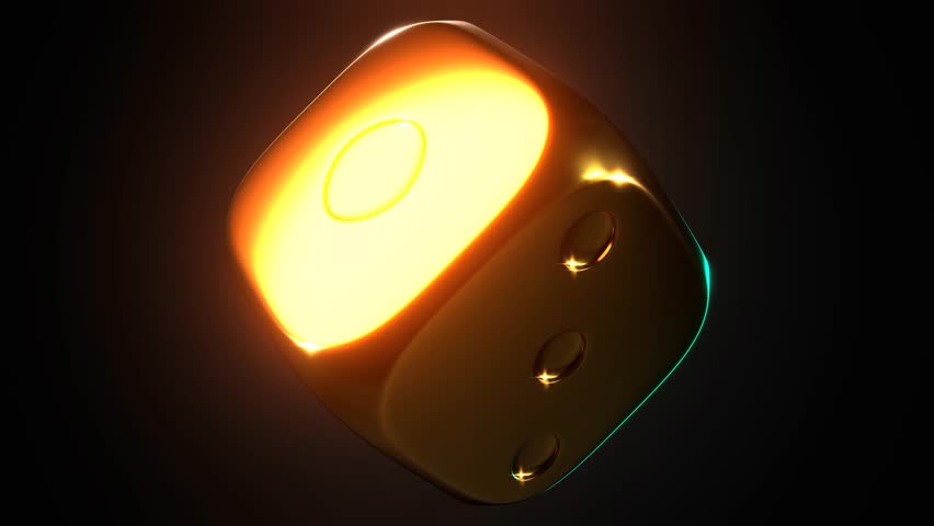 Shiny gold dice on black background.
Loop able 3DCG animation.