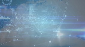 Animation of network of profile icons, data processing and light spot against clouds in the sky. Global networking and cloud data storage technology concept - Powered by Shutterstock - Get 15% off with code: PIKWIZARD15