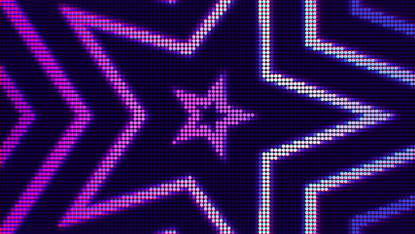 Abstract star LED animation for celebration design. Blue retro background. Vintage neon vertical video for fashion event or night disco party. Shiny glowing stars. TV show and pop music stage concept