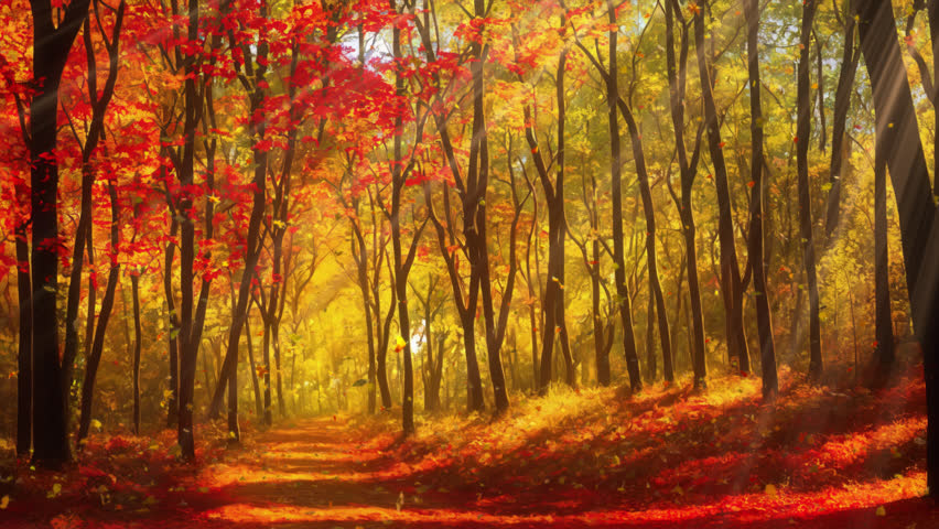 The Autumn Forest. Production quality Anime seamless Background in ProRes 4444 codec, 30 FPS. Royalty-Free Stock Footage #1102246527
