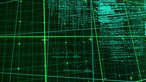 Animation of data processing over grid network against green background. Computer interface and business technology concept - Powered by Shutterstock - Get 15% off with code: PIKWIZARD15