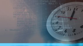 Animation of statistical and stock market data processing over ticking clock against blue background. Global economy and business data technology concept - Powered by Shutterstock - Get 15% off with code: PIKWIZARD15