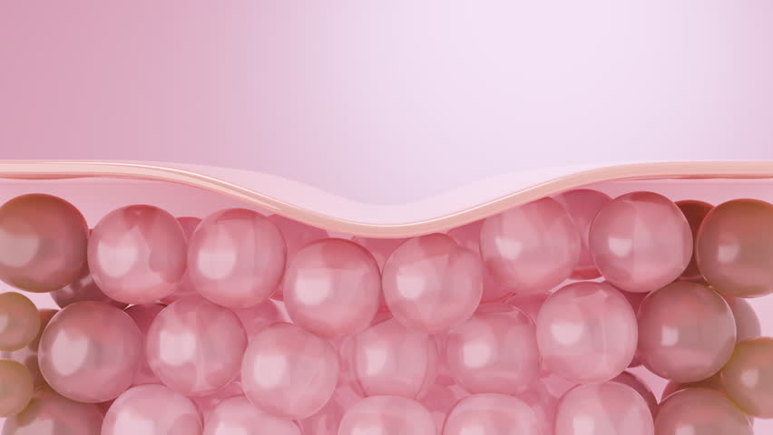 Pink collagen pushing sagging skin up, return firmness and suppleness to skin. skincare with cosmetic serum or face skin treatment concept. 3D rendering. | Shutterstock HD Video #1102250677