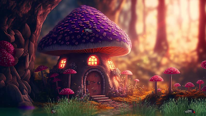 3D cartoon house animation with butterfly