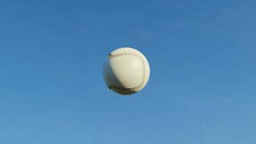 Baseball Ball Breaking Glass, shattered glasses flying on air. 4K Slow motion video. 3D render.