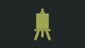 Green Wood easel or painting art boards icon isolated on black background. 4K Video motion graphic animation.