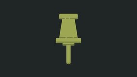 Green Push pin icon isolated on black background. Thumbtacks sign. 4K Video motion graphic animation.