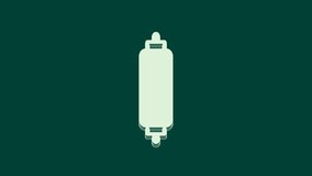 White Rolling pin icon isolated on green background. 4K Video motion graphic animation.