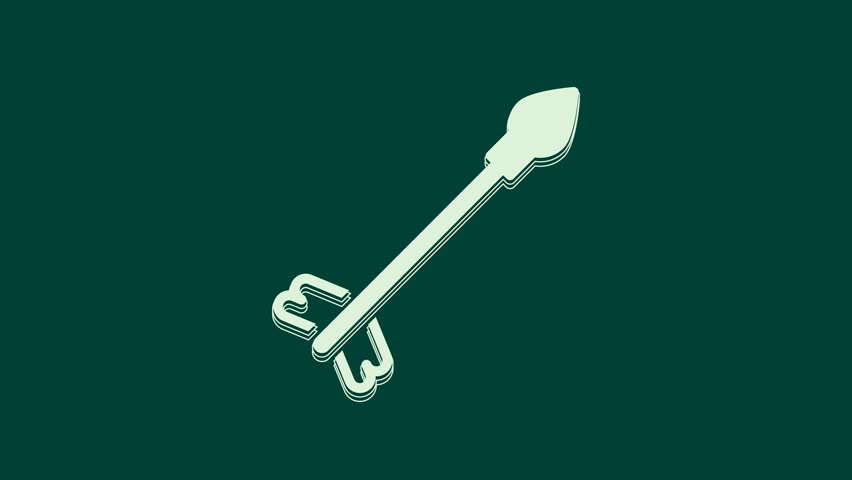 White Medieval arrows icon isolated on green background. Medieval weapon. 4K Video motion graphic animation.