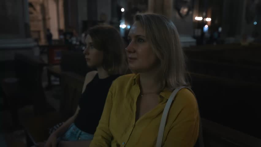 Family in a large Catholic cathedral.