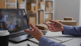 Video call, virtual student, Attentively teaches Online learning Businessman's office Camera in motion Internet professor Virtual meeting with students In the lecture hall, Online meeting
 - Powered by Shutterstock - Get 15% off with code: PIKWIZARD15