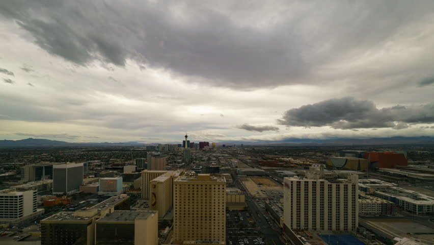 Time lapse of Las Vegas cityscape in day to night transition wide angle