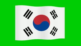 Korea flag, Waving Flag of korea isolated on green screen 