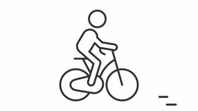 Learning bike ride linear animation. Kid cycling. Physical activity. Child development. Summer fun. Seamless loop HD video with alpha channel on transparent background. Animated outline icon