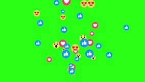 Social media Emoji Symbol Like, Love, react emotion icon animation on Green Screen Background. 4K Social media icon symbol animation - Powered by Shutterstock - Get 15% off with code: PIKWIZARD15