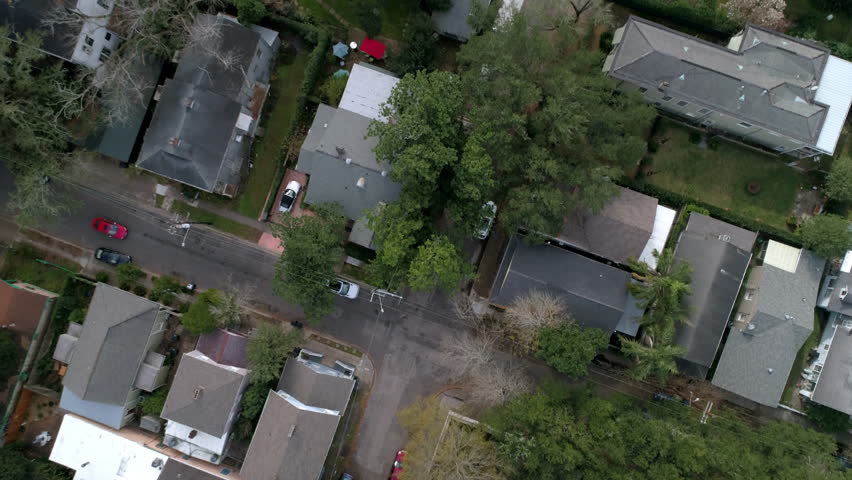 Aerial Top Forward Shot Of Roofed Residential Houses In City - New Orleans, Louisiana
