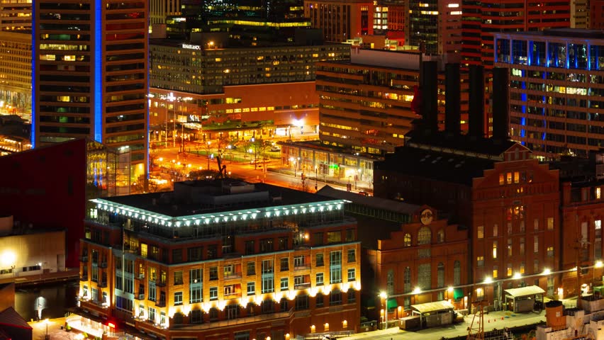 Baltimore morning sunrise timelapse rooftop view