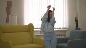 woman dancing at home. slow motion video. High quality Full HD video recording