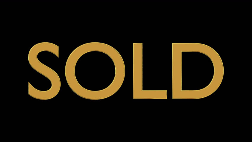 Animated rotating three dimensional golden text or word Sold - v2. Transparent background, loop able and isolated.