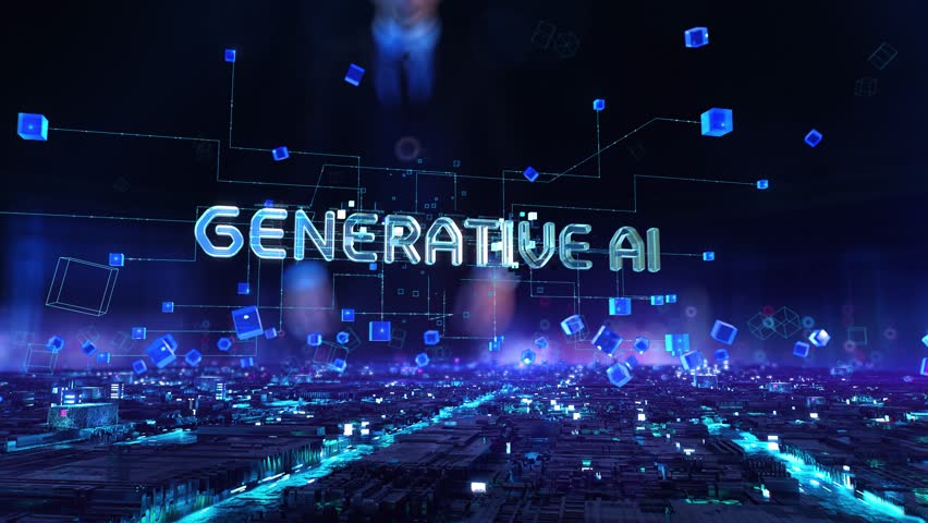 generative ai- businessman working and touching with augmented virtual reality at night office. Royalty-Free Stock Footage #1102322965