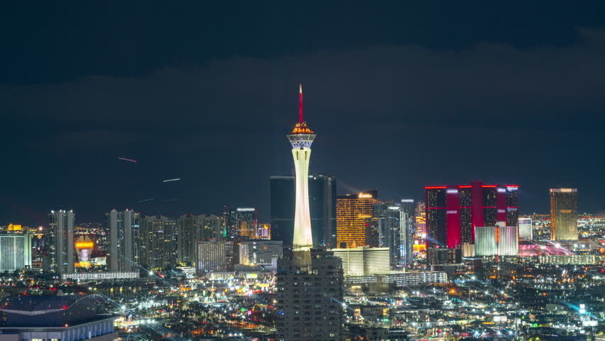 Time lapse of Las Vegas skyline at night