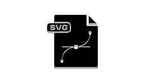 Black SVG file document. Download svg button icon isolated on white background. SVG file symbol. 4K Video motion graphic animation.