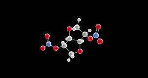 Isosorbide dinitrate molecule, rotating 3D model of Nitrates and Nitrites, looped video with alpha channel