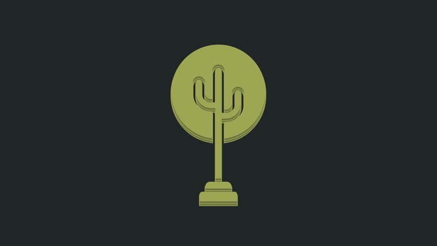 Green Tree icon isolated on black background. Forest symbol. 4K Video motion graphic animation.