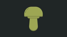 Green Mushroom icon isolated on black background. 4K Video motion graphic animation.