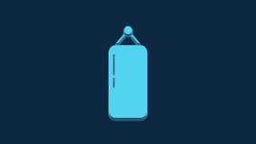 Blue Punching bag icon isolated on blue background. 4K Video motion graphic animation.