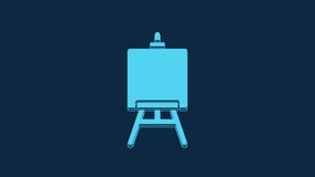 Blue Wood easel or painting art boards icon isolated on blue background. 4K Video motion graphic animation.
