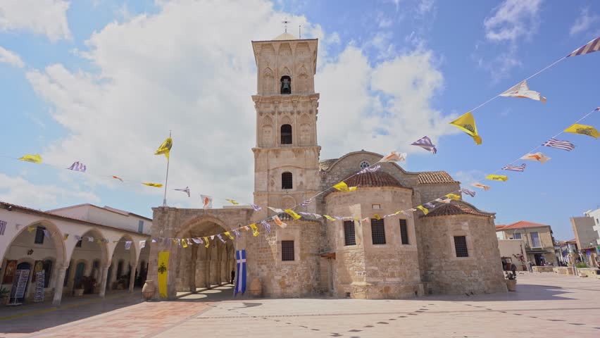 Exterior view of the Church of Saint Lazarus, a 9th-century Orthodox church in Larnaca, Cyprus. This stone-built landmark is one of the most significant historical and religious monuments in Cyprus. C