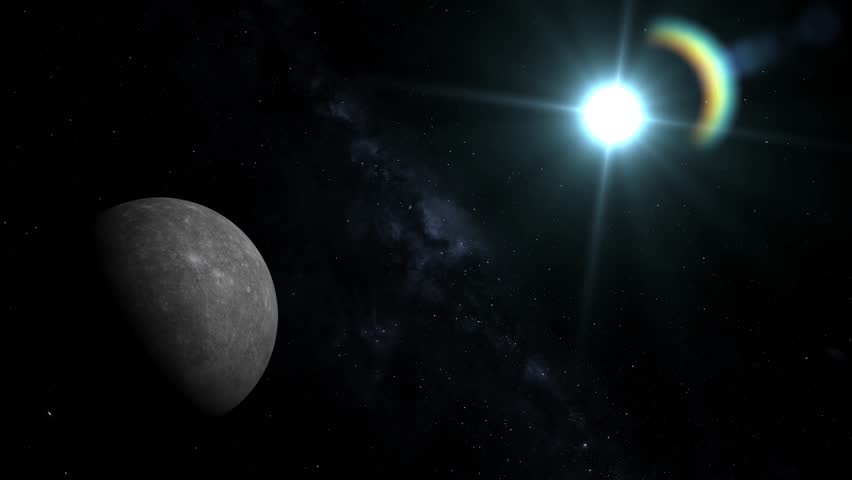 Mercury planet Rotating on space or galaxy and stars milky way, Animation of planet Mercury seen from space.	 Royalty-Free Stock Footage #1102336909
