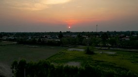 High angle view video sunset in summer