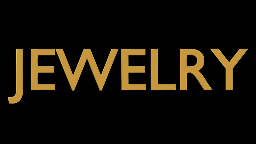 Animated rotating three dimensional golden text or word Jewelry - v2. Transparent background, loop able and isolated.