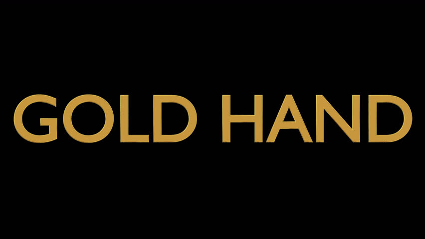 Animated rotating three dimensional golden text or word Gold hand - v2. Transparent background, loop able and isolated.