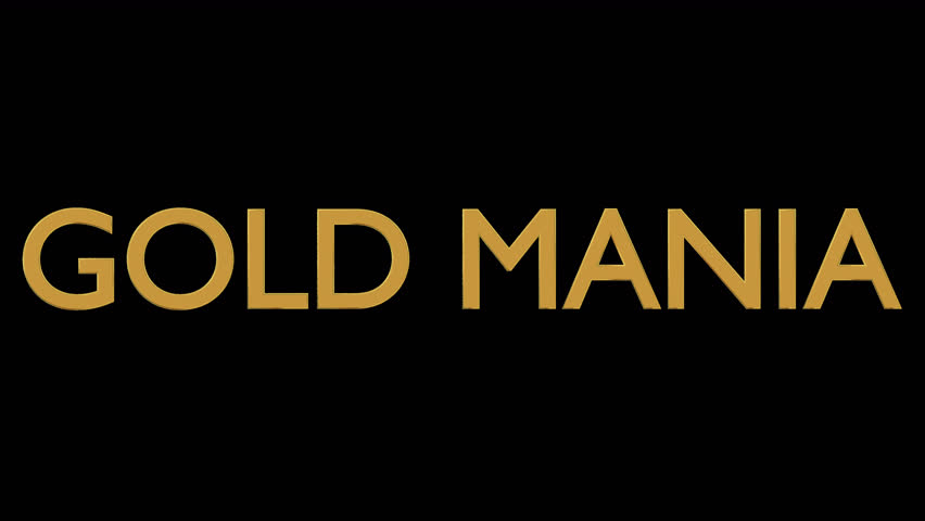 Animated rotating three dimensional golden text or word Gold mania - v2. Transparent background, loop able and isolated.