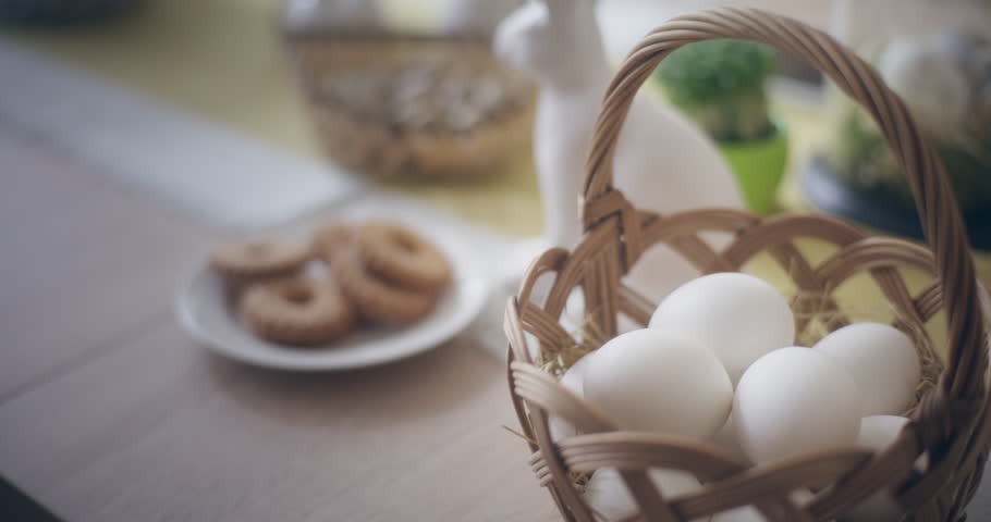 Traditional Easter Eggs Table Easter Holidays Royalty-Free Stock Footage #1102361213
