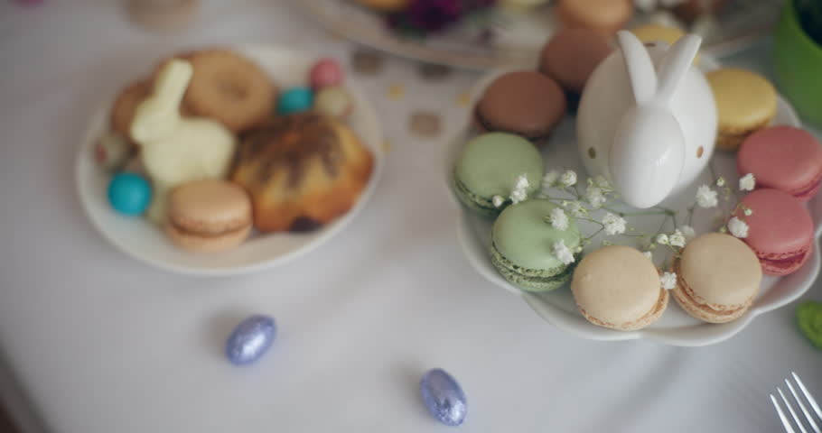 Traditional Easter Eggs Table Easter Holidays Royalty-Free Stock Footage #1102361223