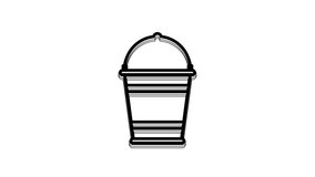 Black Bucket icon isolated on white background. 4K Video motion graphic animation.